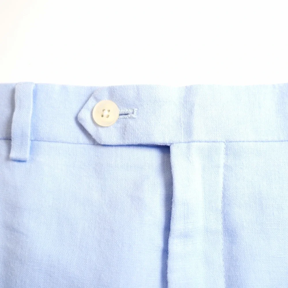 Lauren Ralph Lauren 100% Linen Baby Blue Flat Front Dress Pants Trousers 35 / 27
